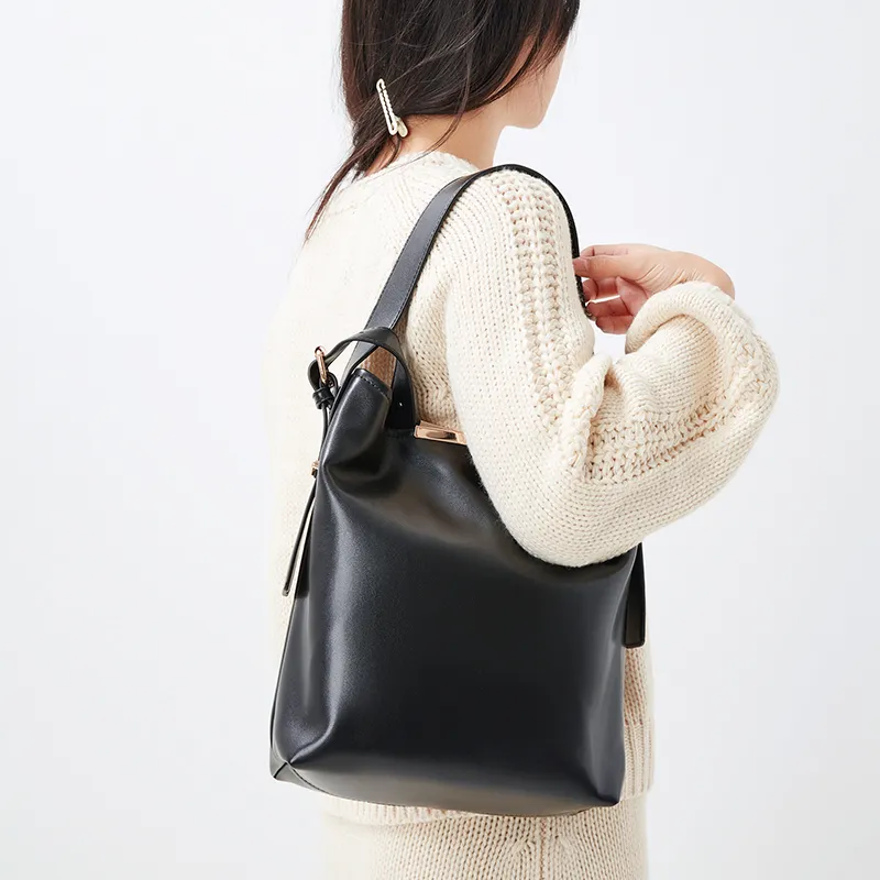 JANE KLAIN Synthetic Leather Bucket Bag Handbag Shoulder Bag Crossbody Bag Women's Black/Green-2