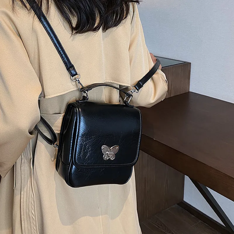 JANE KLAIN Synthetic Leather Girlish Backpack Handbag Shoulder Bag Regular Women's Black/Ecru/Khaki-4