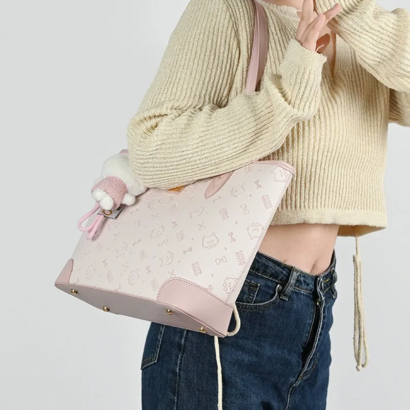 JANE KLAIN Synthetic Leather Tote Bag, Shopping Bag, Shoulder Bag Regular Women's Cherry Blossom Pink-2