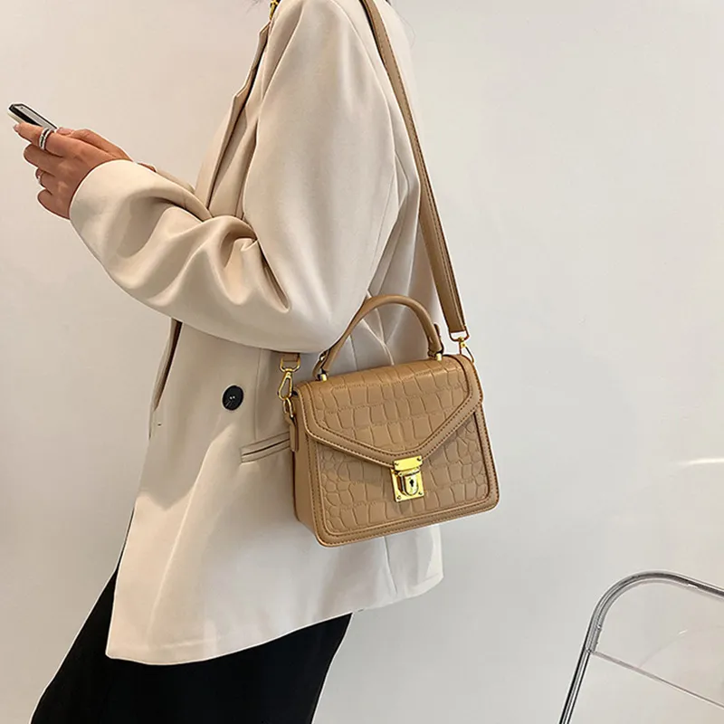 JANE KLAIN PU Small Square Bag, Handbag, Shoulder Bag, Crossbody Bag Trumpets Women's White/Black/Khaki-8