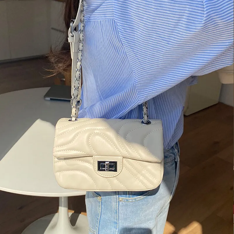 JANE KLAIN PU Crossbody Small Square Bag Regular Women's White/Black/Blue-5