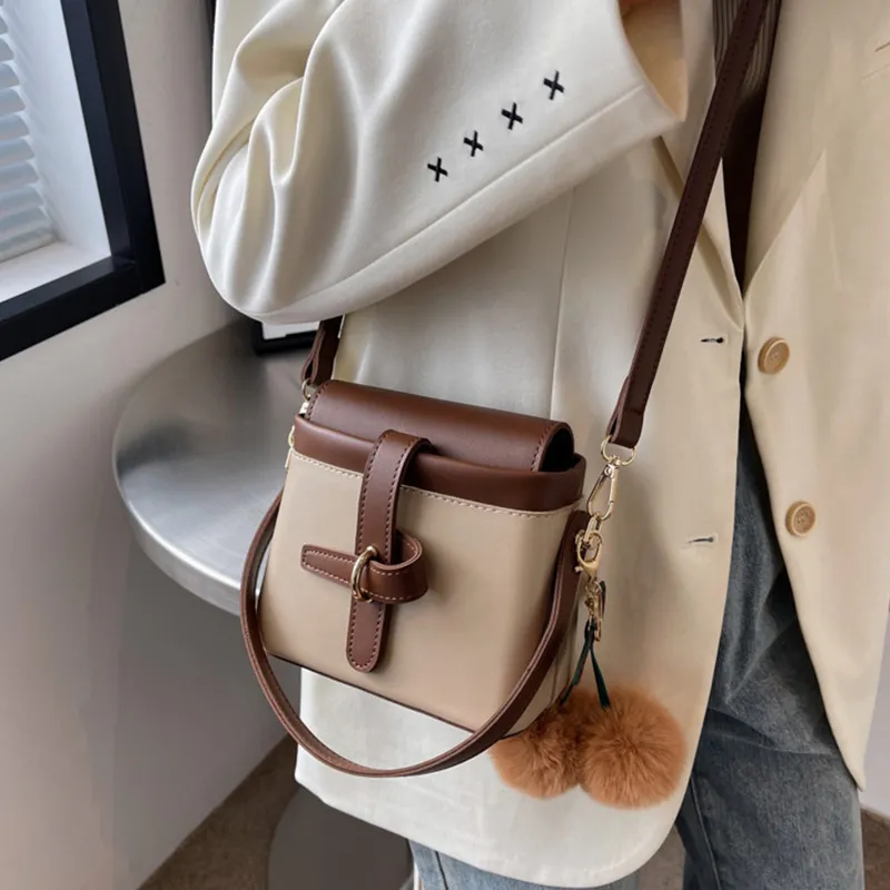JANE KLAIN PU Bucket Bag, Shoulder Bag, Crossbody Bag, Handbag Regular Women's Black/Khaki-11