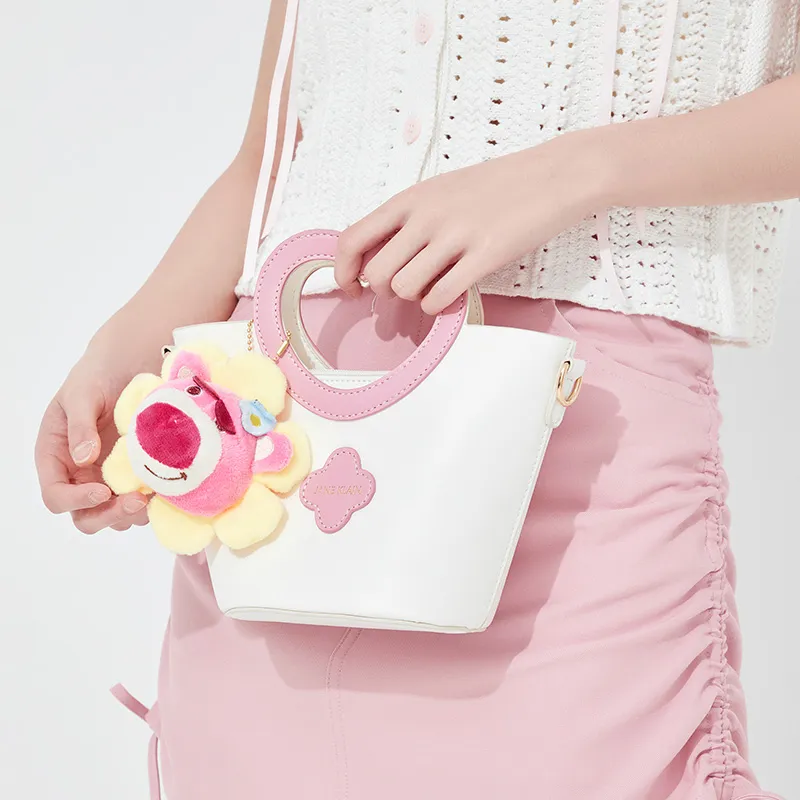 JANE KLAIN Synthetic Leather Handbag, Shoulder Bag, Crossbody Bag Women's Cream Sweet White/Pink Sweetheart-12