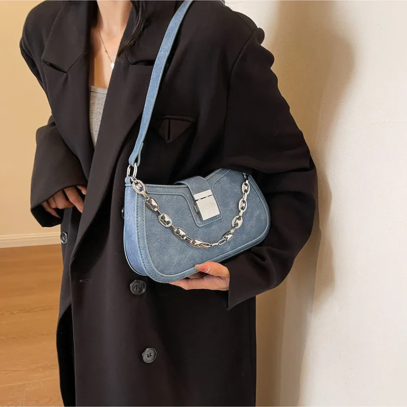 JANE KLAIN Synthetic Leather Shoulder Bag Regular Women's Black/White/Blue-6