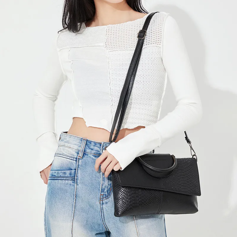 JANE KLAIN Synthetic Leather Handbag, Shoulder Bag Regular Women's Black/White-4