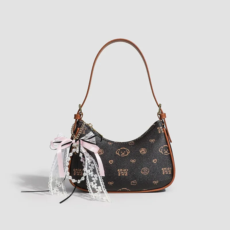 JANE KLAIN Synthetic Leather, Textile Mosaic Underarm Shoulder Bag Women's Cream Apricot/Coffee-9