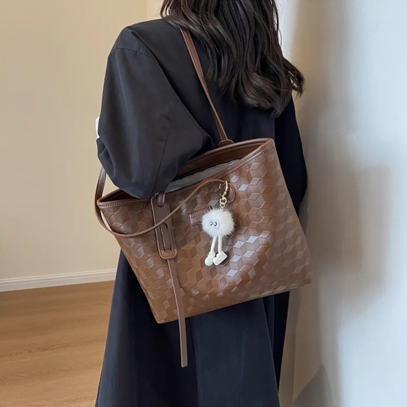 JANE KLAIN Synthetic Leather Tote Large Size Women's White & Brown/White & Khaki/Brown-2