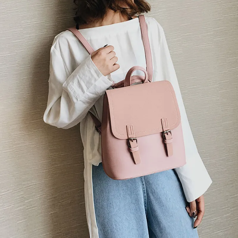 JANE KLAIN Synthetic Leather Backpack Large Size Women's Khaki/Blue/Pink-23