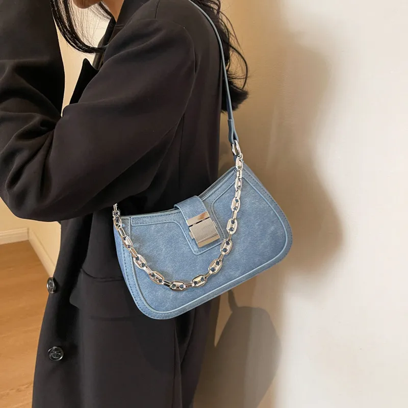 JANE KLAIN Synthetic Leather Shoulder Bag Regular Women's Black/White/Blue-1