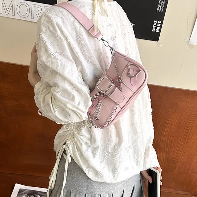JANE KLAIN Synthetic Leather Shoulder Bag Regular Women's Silver/Pink-4