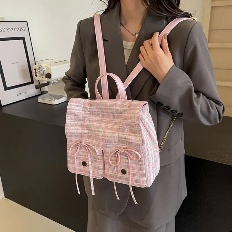 JANE KLAIN PU Backpack Regular Women's Black/Coffee/Pink-3