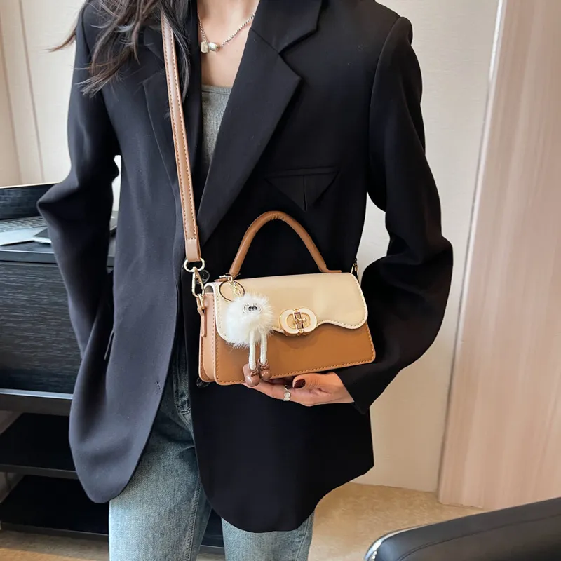 JANE KLAIN Synthetic Leather Small Square Bag, One Shoulder Handbag Small Size Women's Black/Brown-3