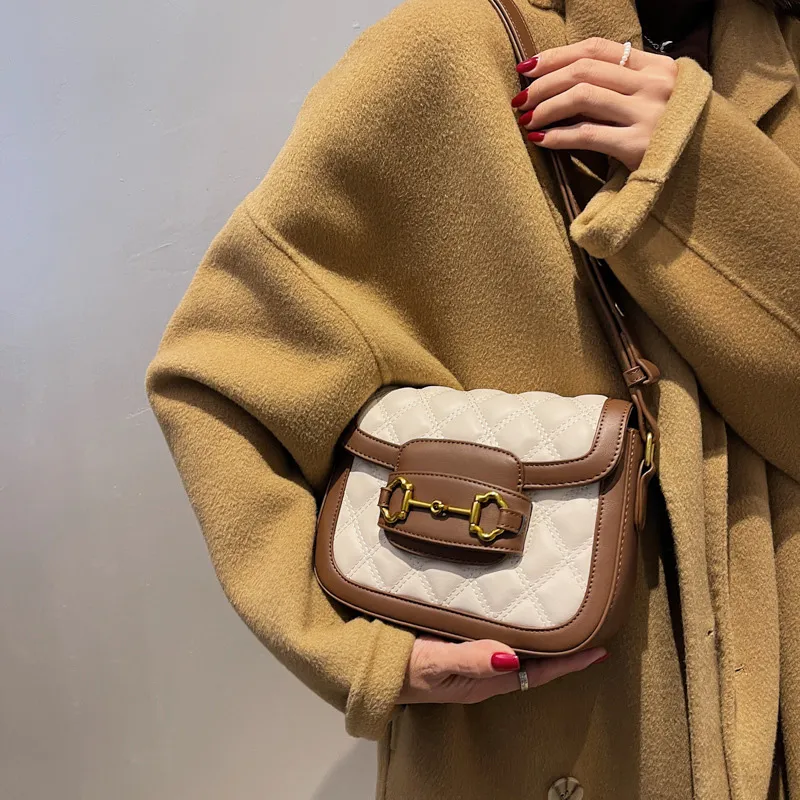 JANE KLAIN Synthetic Leather Shoulder Bag Crossbody Bag Regular Women's White/Brown-8