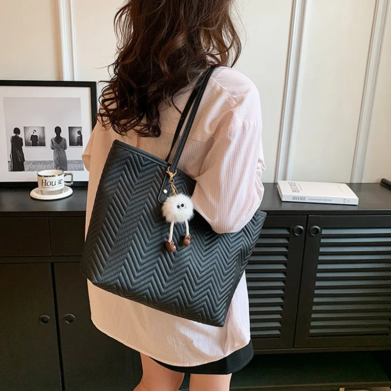 JANE KLAIN Synthetic Leather Tote Bag Shopping Bag Shoulder Bags Large Size Women's Pink/White/Black-8