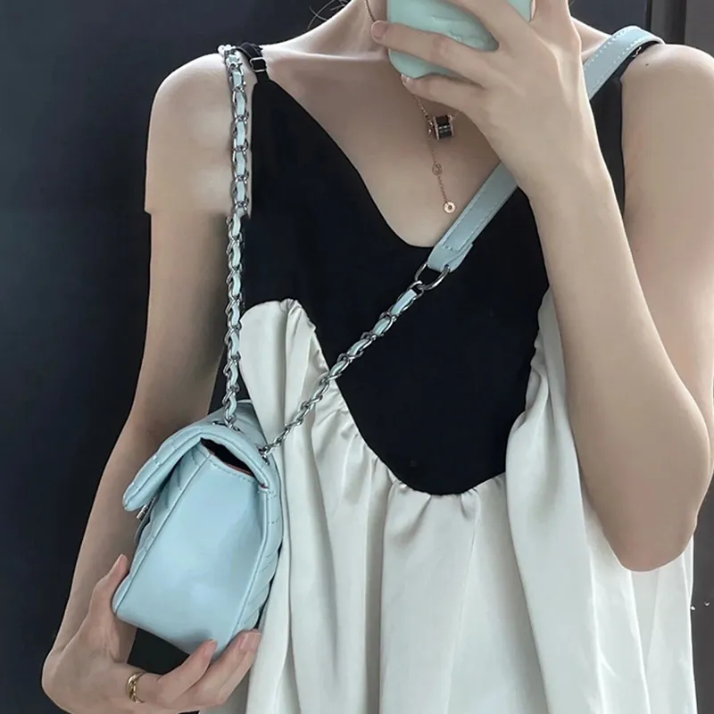 JANE KLAIN PU Crossbody Small Square Bag Regular Women's White/Black/Blue-31