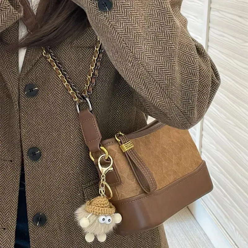 JANE KLAIN Fabric, PU Chain Bag, Crossbody Bag, Shoulder Bag Regular Women's Brown/Black/Ecru-6