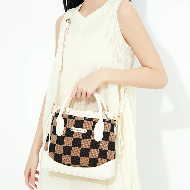 JANE KLAIN Synthetic Leather Patchwork Fabric Crossbody Bag Regular Women's White/Black/Red-5