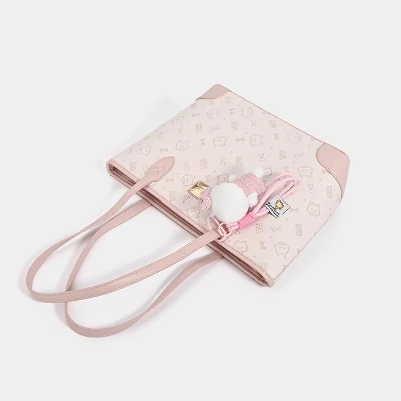 JANE KLAIN Synthetic Leather Tote Bag, Shopping Bag, Shoulder Bag Regular Women's Cherry Blossom Pink-5