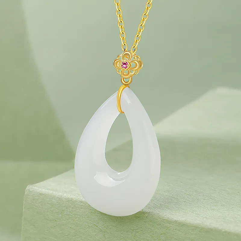 YINXIANGMOU Hetian Jade Necklaces White Jade Women's-5