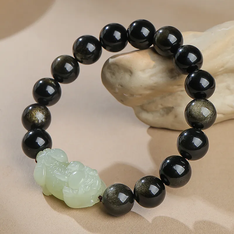 YINXIANGMOU Hetian Jade Bracelets Pale Greenish White Jade Unisex-8