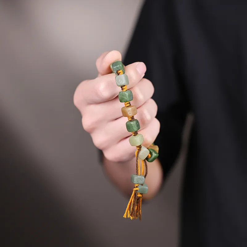 YINXIANGMOU Hetian Jade Bracelets Pale Greenish White Jade Men's-2