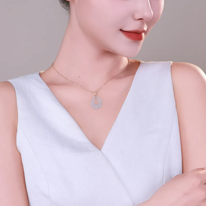 YINXIANGMOU Hetian Jade Necklaces White Jade Women's-3
