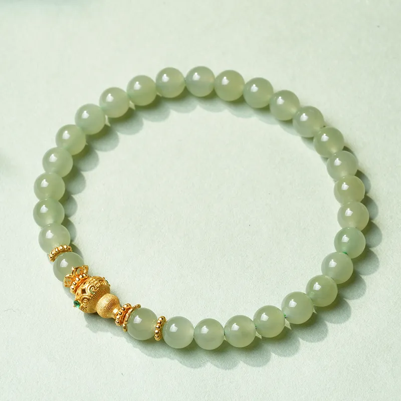 YINXIANGMOU Hetian Jade Bracelets Pale Greenish White Jade Women's-4