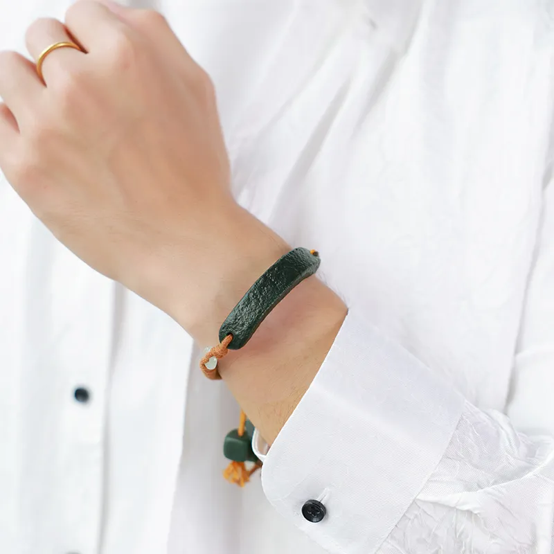 YINXIANGMOU Hetian Jade Bracelets Green Jade Men's-2