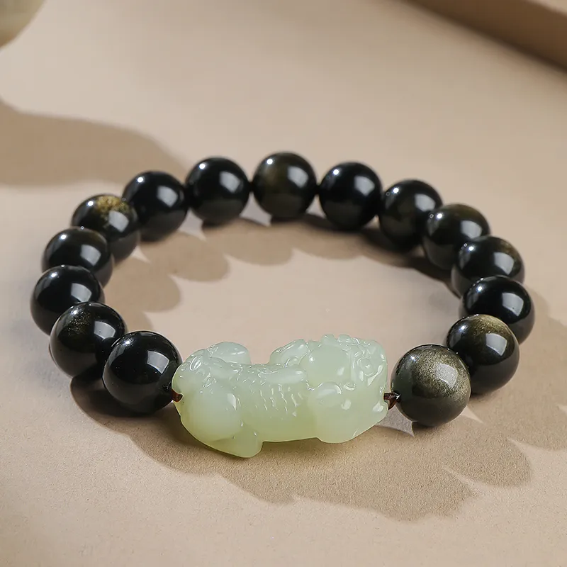 YINXIANGMOU Hetian Jade Bracelets Pale Greenish White Jade Unisex-10
