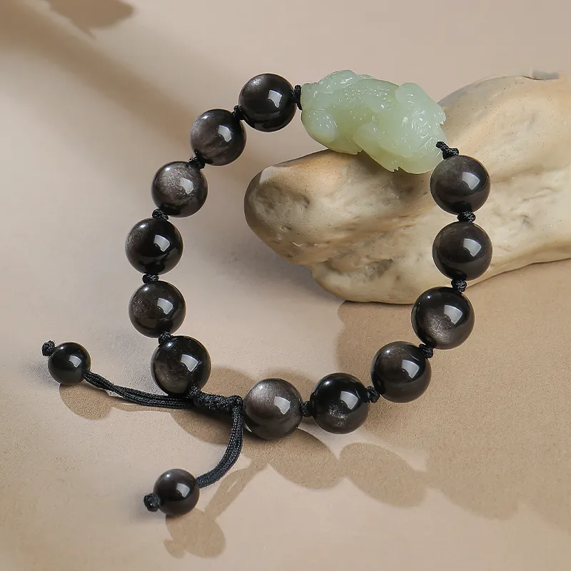YINXIANGMOU Hetian Jade Bracelets Pale Greenish White Jade Unisex-4