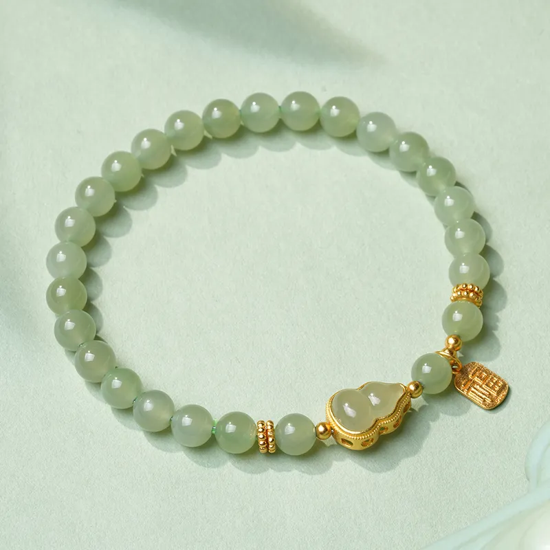 YINXIANGMOU Hetian Jade Bracelets Pale Greenish White Jade Women's-10