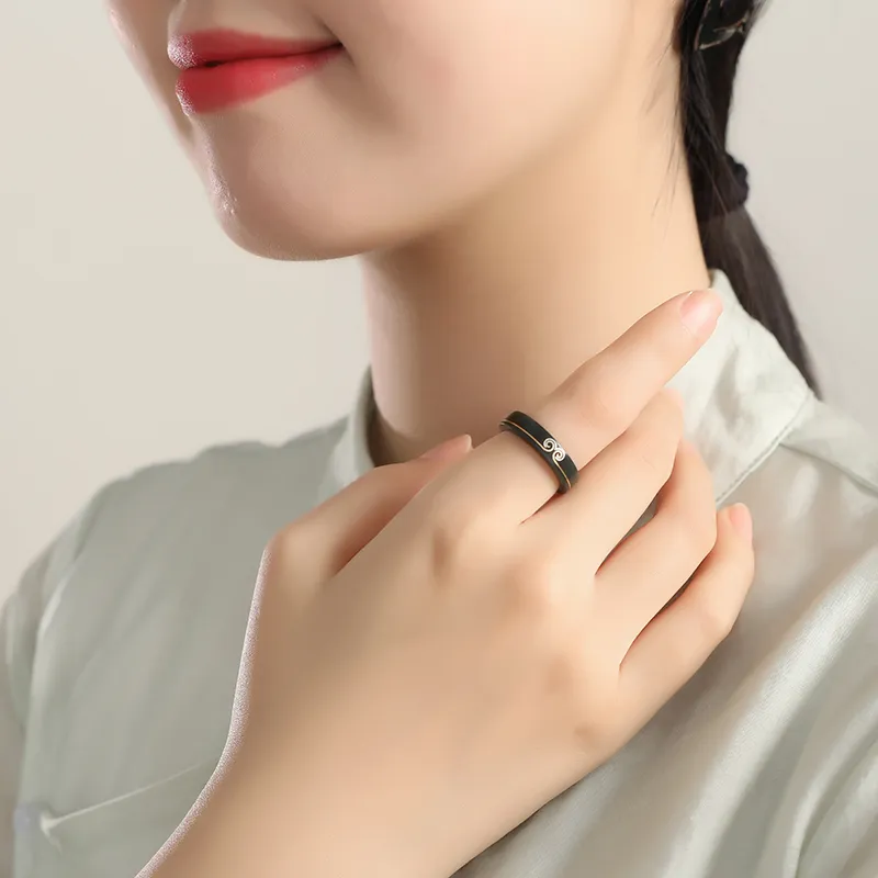 YINXIANGMOU Hetian Jade Rings Green Jade Unisex-6