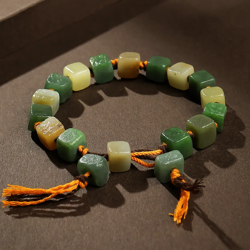 YINXIANGMOU Hetian Jade Bracelets Pale Greenish White Jade Men's-7