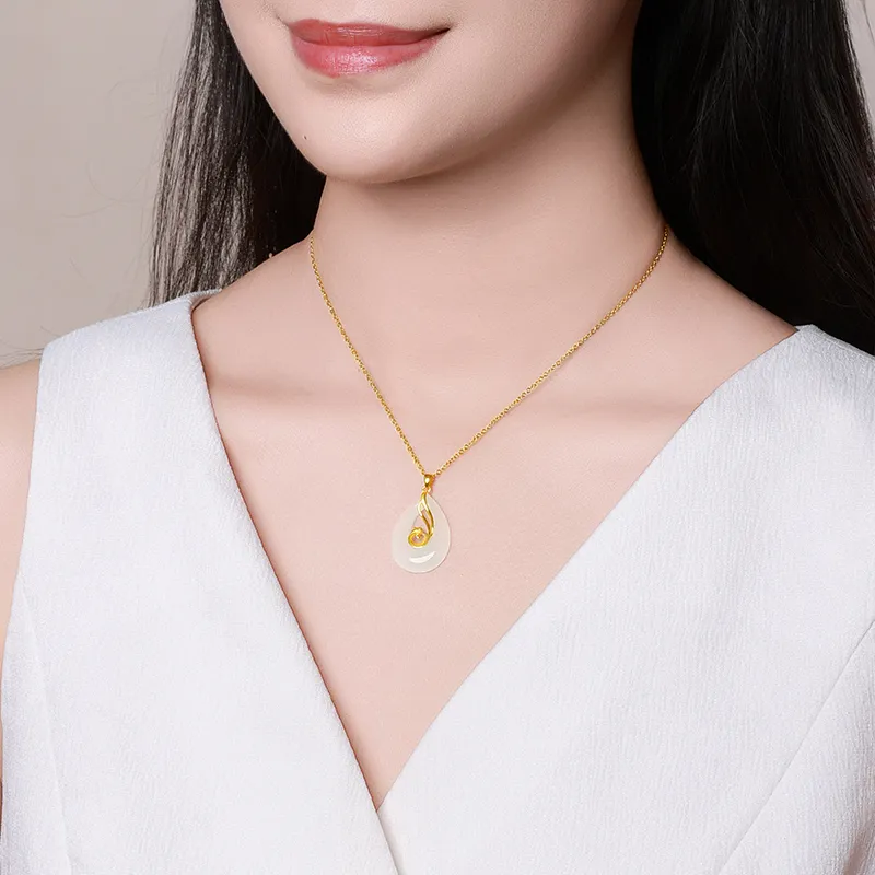 YINXIANGMOU Hetian Jade Necklaces White Jade Women's-2