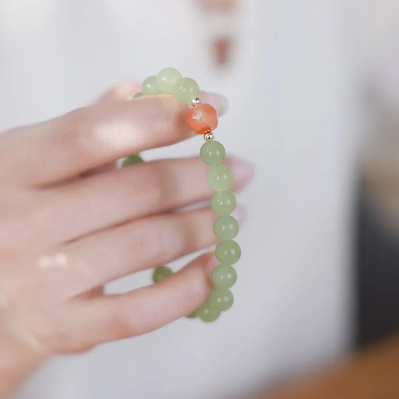 YINXIANGMOU Hetian Jade Bracelets Pale Greenish White Jade Women's-8