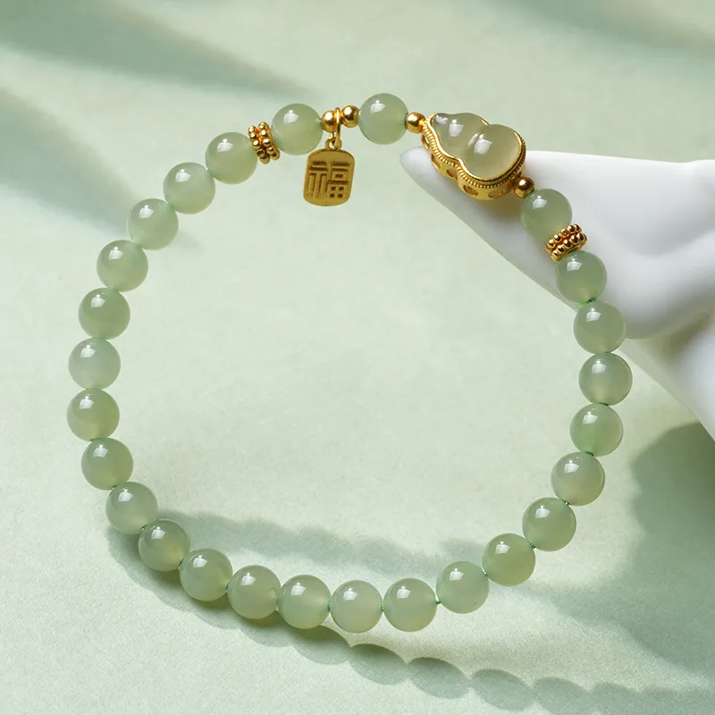 YINXIANGMOU Hetian Jade Bracelets Pale Greenish White Jade Women's-11