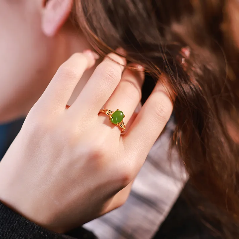 YINXIANGMOU Hetian Jade Rings Jasper Women's-3