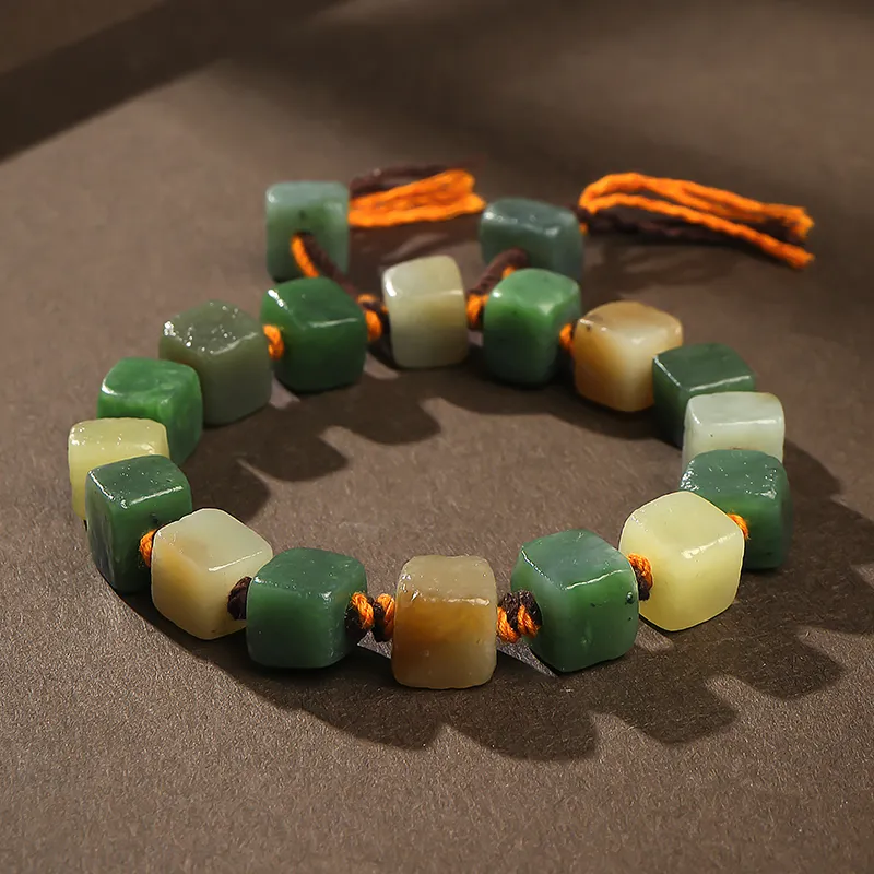 YINXIANGMOU Hetian Jade Bracelets Pale Greenish White Jade Men's-1