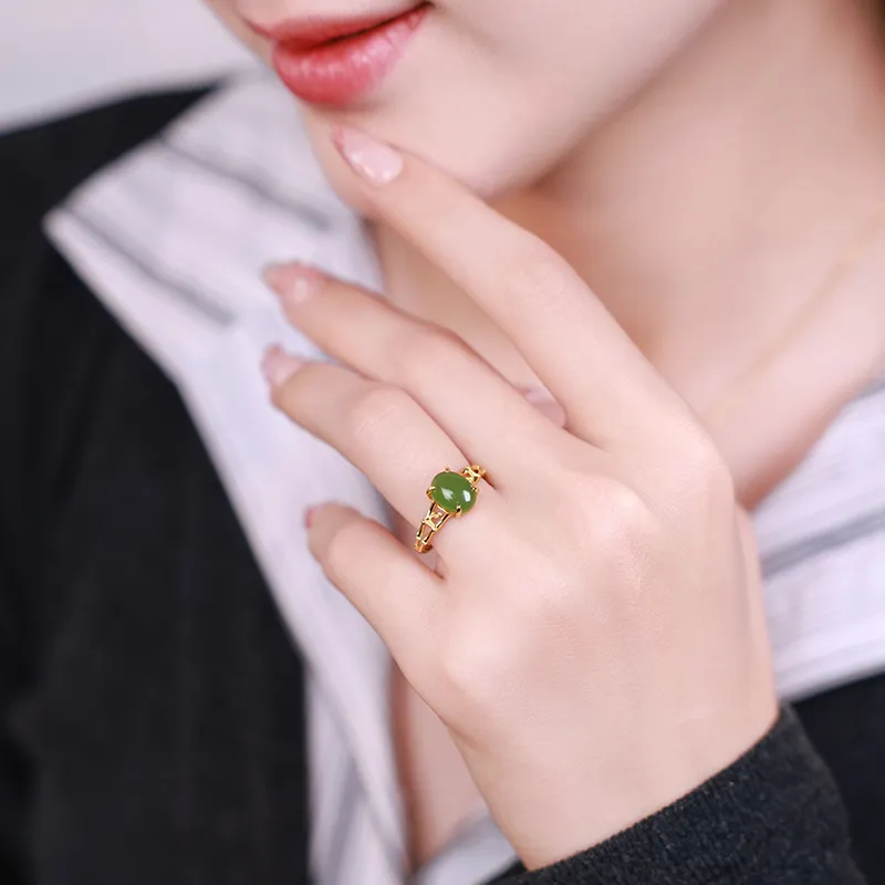 YINXIANGMOU Hetian Jade Rings Jasper Women's-2
