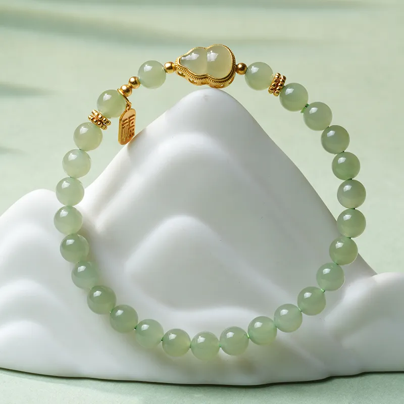 YINXIANGMOU Hetian Jade Bracelets Pale Greenish White Jade Women's-9