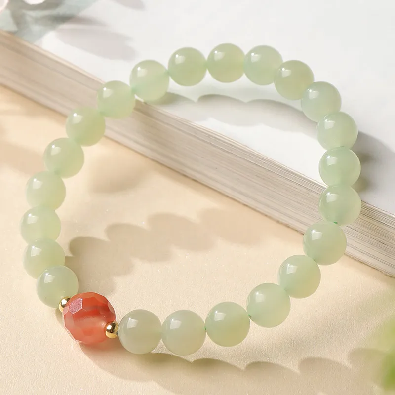 YINXIANGMOU Hetian Jade Bracelets Pale Greenish White Jade Women's-11