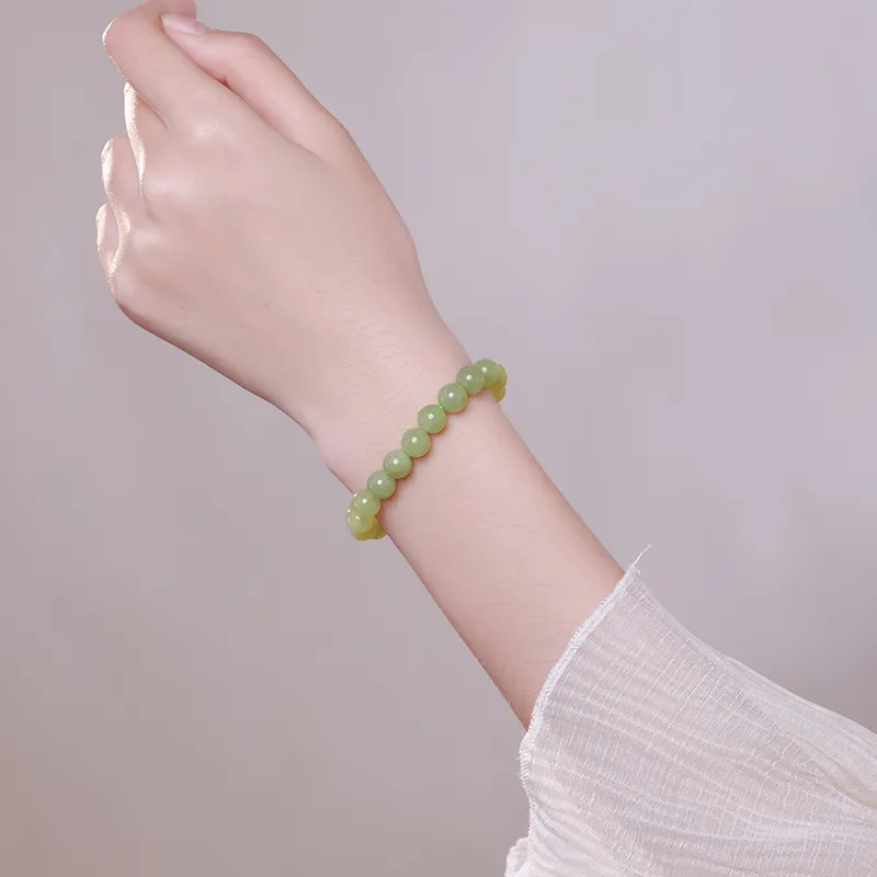 YINXIANGMOU Hetian Jade Bracelets Pale Greenish White Jade Women's-3