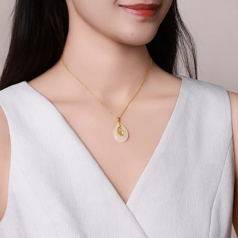 YINXIANGMOU Hetian Jade Necklaces White Jade Women's-3