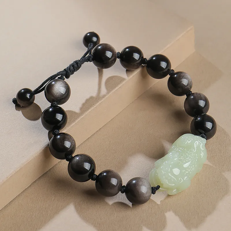 YINXIANGMOU Hetian Jade Bracelets Pale Greenish White Jade Unisex-3
