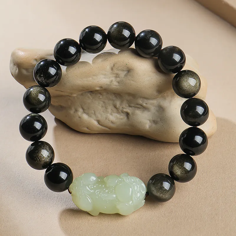 YINXIANGMOU Hetian Jade Bracelets Pale Greenish White Jade Unisex-9