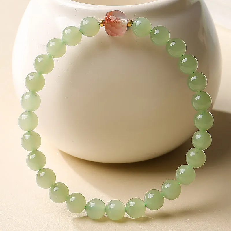 YINXIANGMOU Hetian Jade Bracelets Pale Greenish White Jade Women's-5