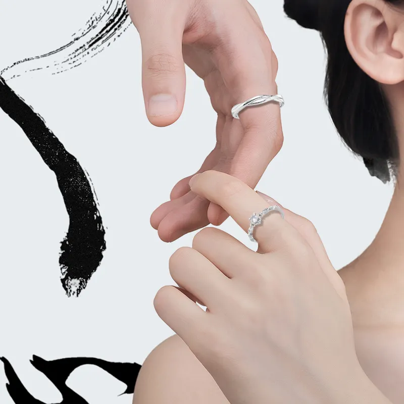 MAGICPOLE Zircon Rings Unisex Silver-5