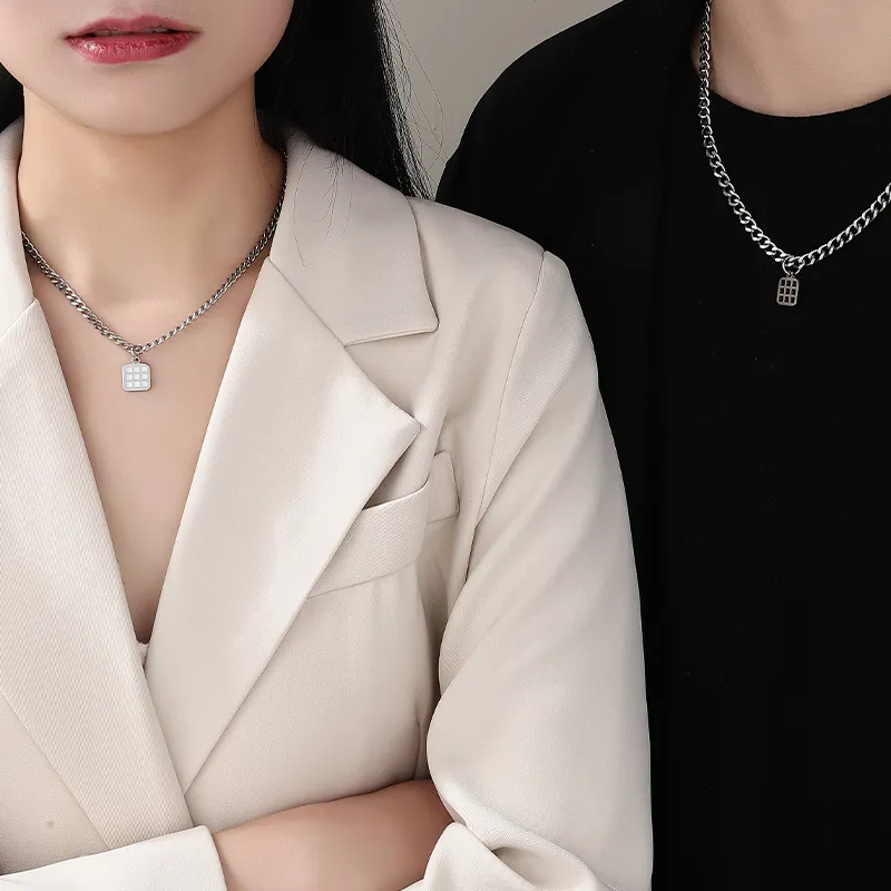 MAGICPOLE Titanium Steel Necklaces Unisex Silver-3