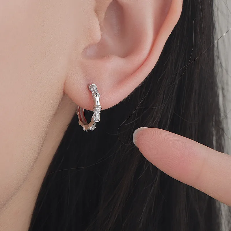 MAGICPOLE 925 Sterling Silver With Zircon Earrings Unisex Silver-7