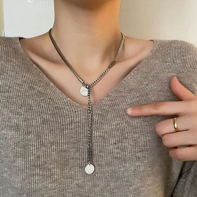 MAGICPOLE Titanium Steel Necklaces Unisex Silver-4